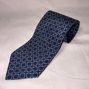 Giorgio Armani Cravatte Silk Tie Blue Geometric Pattern Designer Tie